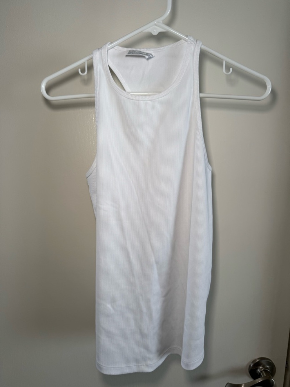 all in motion White Ribbed Tank - Scoop Neck Women's Athletic Top